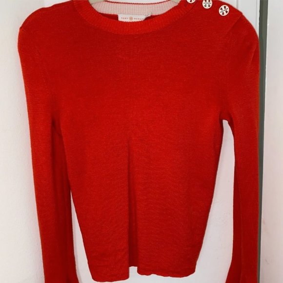 Tory Burch Kimberly Bell-Sleeve Merino Sweater - Picture 2 of 4